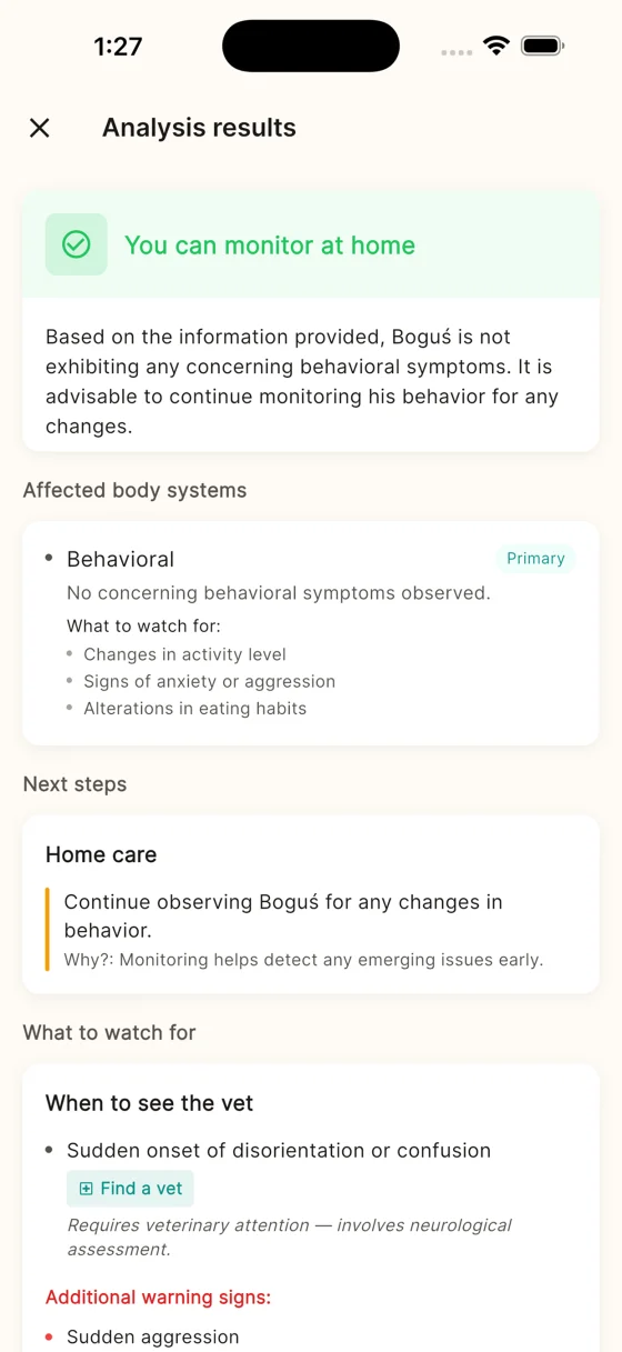 AI Analysis - Pupsy app screen