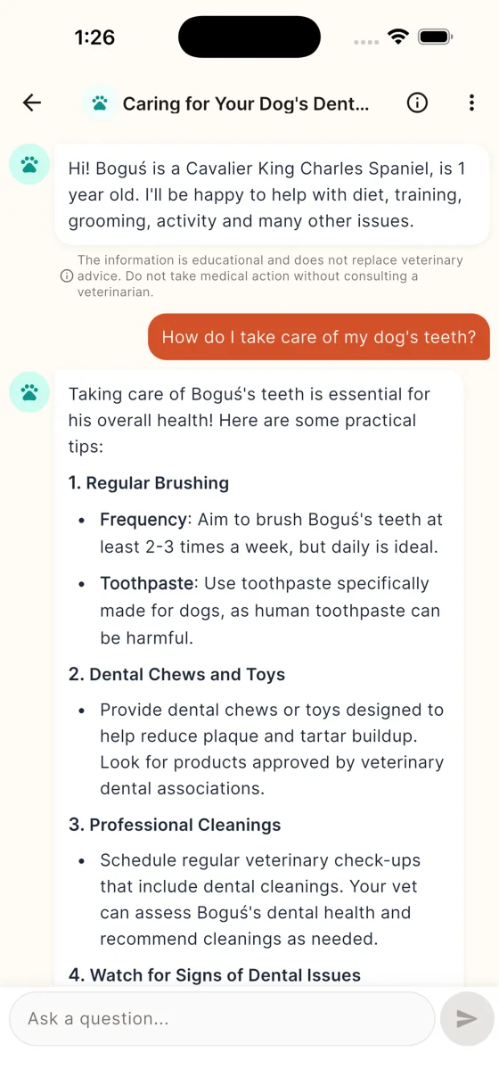 AI Chat - Pupsy app screen